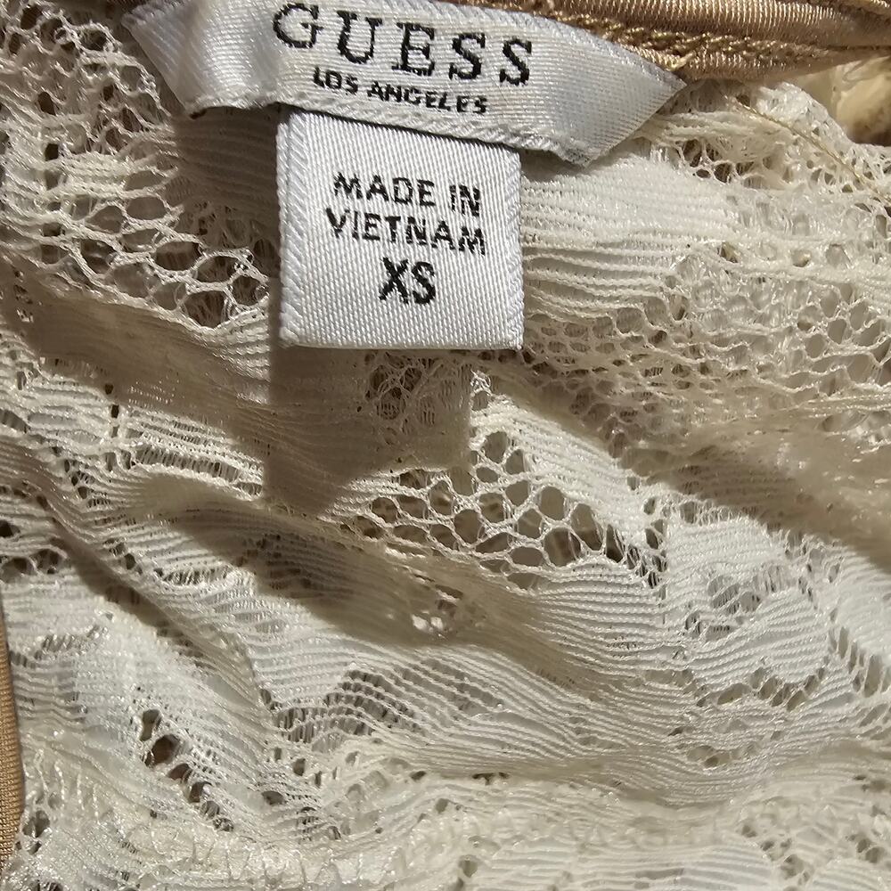Guess XS Nude Lace Sheath Dress Cocktail Wedding Guest Romantic Chic Coquette - Picture 6 of 11